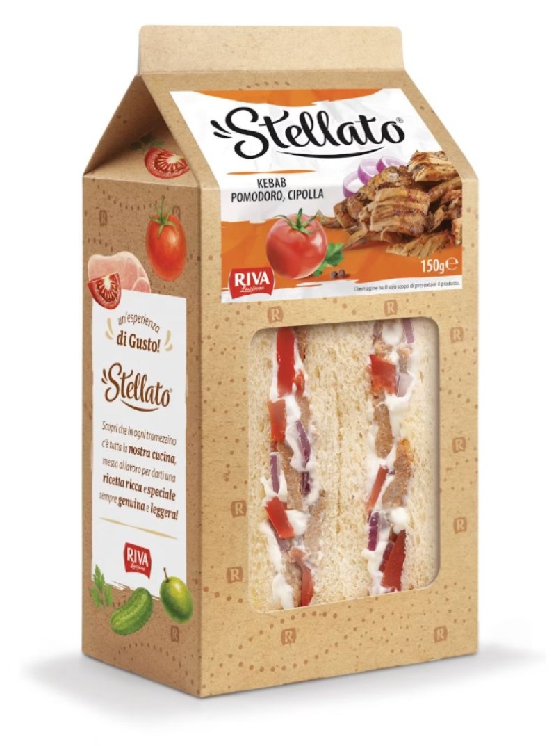 Sandwich Tramezzino Stellato Kebab Pomodoro, Cipolla
