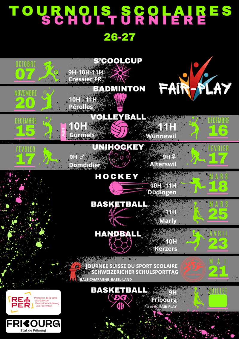 Calendrier tournois 26-27